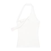 Witte Geribbelde Halternek Top Courrèges , White , Dames