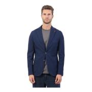 Blauw Slim Fit Jas Lichtgewicht Stof Mulish , Blue , Heren