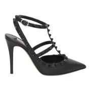 Zwarte Leren Rockstud Pumps Valentino Garavani , Black , Dames