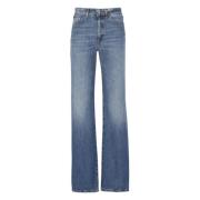 Blauwe Katoenen Jeans met Riemlussen Dondup , Blue , Dames