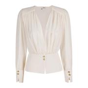 Elegante Witte Blouse voor Vrouwen Elisabetta Franchi , Beige , Dames