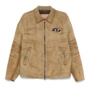 Bruine Gewatteerde Jas met Vintage Stijl Diesel , Brown , Heren