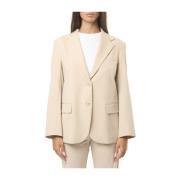 Beige Katoenen Jersey Blazer Max Mara Weekend , Beige , Dames