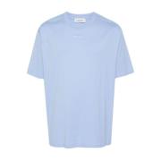 Blauw Katoen Jersey Logo Geborduurd T-shirt Lanvin , Blue , Heren