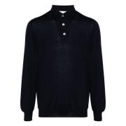 Wollen Polo Shirt met 3 Knopen Lardini , Blue , Heren