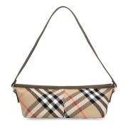 Check Mini Schoudertas met Leren Details Burberry , Beige , Dames