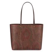 Paisley Jacquard Tote met leren handvatten Etro , Brown , Dames