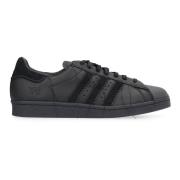 Leren lage sneakers met suède inzetstukken Y-3 , Black , Heren