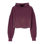 Flames Cropped Hoodie Grape Wine Vision OF Super , Purple , Dames