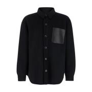 Zwart Wol Shirt Leren Zak Arma , Black , Heren