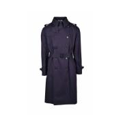 Blauwe Katoenen Dubbel-Breasted Trenchcoat Aquascutum , Blue , Heren