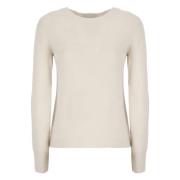 Kasjmier Crew Neck Beige Trui Vanisé , Beige , Dames