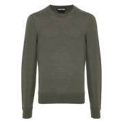 Wollen Crew Neck Gebreide kleding Tom Ford , Green , Heren