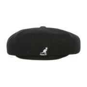 Zwarte Wolle Platte Pet Hoed Kangol , Black , Heren