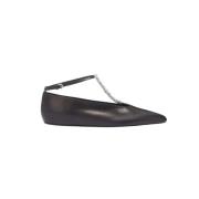 Zwarte Leren Ballerina Schoenen Jil Sander , Black , Dames