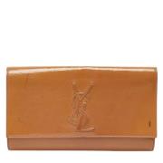 Pre-owned Leather clutches Yves Saint Laurent Vintage , Beige , Dames