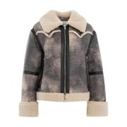 Nepbont Shearling Jassen Stand Studio , Gray , Dames