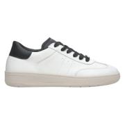 Dames Witte Sneakers met Zwarte Details gemaakt van Italiaans Echt Lee...