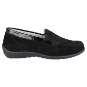 Klassieke Wide Fit Mocassin - Zwart Waldläufer , Black , Dames