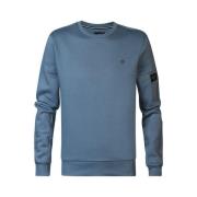 Heren Ronde Hals Sweater Licht Schaduw Petrol , Gray , Heren