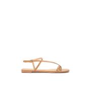 Lichtbruine leren sandalen met vierkante voorkant Kazar , Brown , Dame...