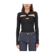 Mesh Cut-Out Front Top Philosophy di Lorenzo Serafini , Black , Dames