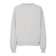 Grijze Melange Crewneck Sweatshirt met Logo Ball , Gray , Dames