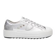 Zilveren Lage Sneakers met Gouden Oogjes Philippe Model , Gray , Dames