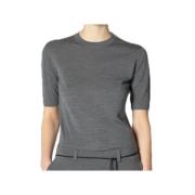 Superfijne Crewneck T-Jumper met Achterpas Sminfinity , Gray , Dames