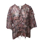 Metallic Fil Coupe Chiffon Blouse in Pastel Pink IRO , Multicolor , Da...