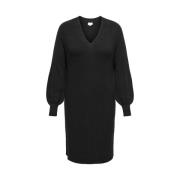 V-hals Jurk in Zwart Only Carmakoma , Black , Dames