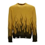 Vlammen Oversize Crew Neck Sweater Vision OF Super , Green , Heren