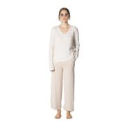 Bouclé V-hals Trui Sminfinity , Beige , Dames