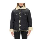 Klassieke Denim Jack Regular Fit Ami Paris , Black , Dames