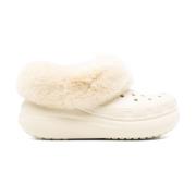 Witte sandalen met imitatiebontafwerking Crocs , White , Heren