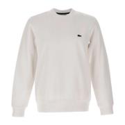 Witte Katoenen Sweatshirt met Logopatch Lacoste , White , Heren