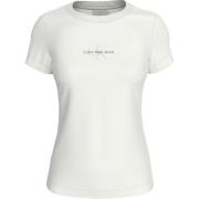 Witte Katoenen T-shirt met Geborduurd Logo Calvin Klein , White , Dame...