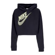 Zwarte Crop Hoodie Sportkleding Fleece Nike , Black , Dames