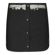 Denim Logo Mini Rok Diesel , Black , Dames