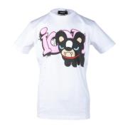 Wit Print T-shirt Lente/Zomer Mannen Dsquared2 , White , Heren