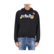 Pac-Man Sweatshirt met Logo Print Dsquared2 , Black , Heren