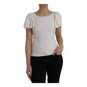 Luxe Viscose Blend Korte Mouwen Top Dolce & Gabbana , White , Dames