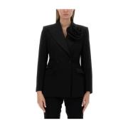 Slim Fit Wol Zijde Jas Dolce & Gabbana , Black , Dames