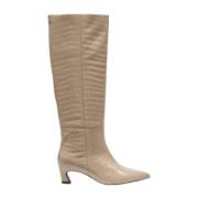 Beige Croco Kniehoge Laarzen Fabienne Chapot , Beige , Dames