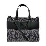 Beige/Zwarte Katoenen Handtas Armani Exchange , Black , Dames