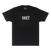 Klassiek Zwart Heren T-shirt Korte Mouw Obey , Black , Heren