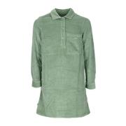 Fluwelen Overhemdstijl Jurk met Zak Obey , Green , Dames