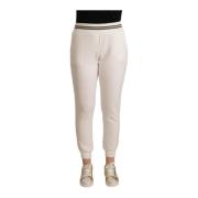 Elegante witte joggers met middelhoge taille Patrizia Pepe , White , D...