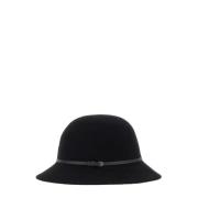 Wollen Bucket Hat met Leren Rand Helen Kaminski , Black , Dames