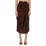 Zijden Native Print Rok Alysi , Brown , Dames